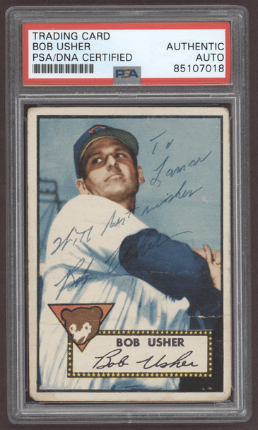 1952 Topps Bob Usher #157 Chicago Cubs PSA Authentic Auto front of card