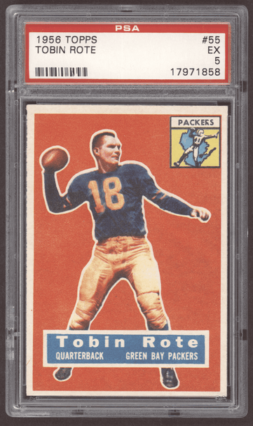 1956 Topps Tobin Rote #55 Green Bay Packers PSA 5 front of card