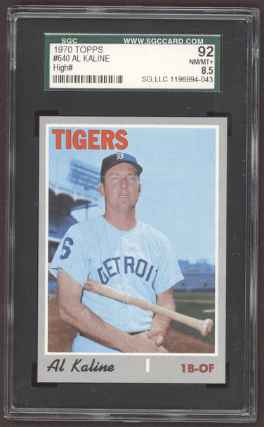 1970 Topps Al Kaline #640 Detroit Tigers HOF SGC 8.5 front of card