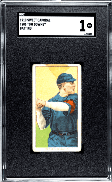 1910 T206 Tom Downey Sweet Caporal 350 Batting Factory No. 30 Cincinnati SGC 1 front of card