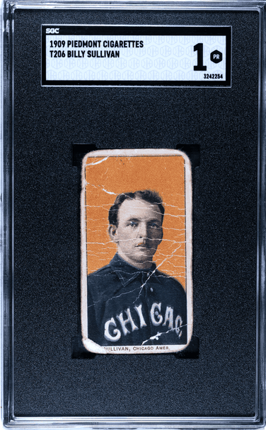 1909 T206 Billy Sullivan Piedmont 150 Factory No. 25 Chicago Amer. SGC 1 front of card
