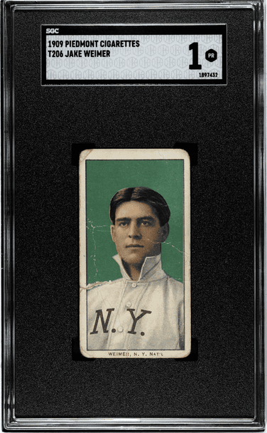 1909 T206 Jake Weimer Piedmont 150 Factory No. 25 New York Nat'l SGC 1 (Cert #1897432) front of card