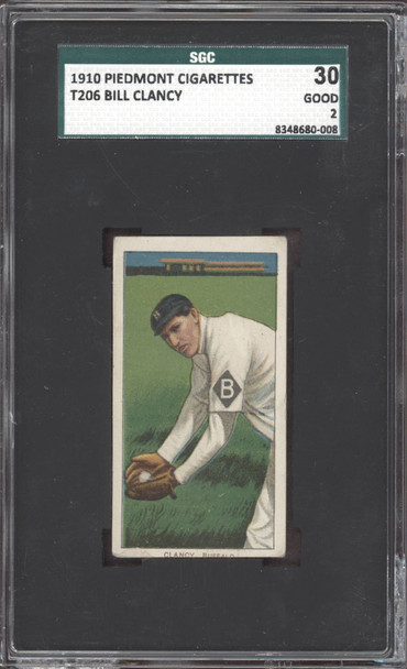 1910 T206 Bill Clancy Piedmont 350 Factory No. 25 Buffalo SGC 2 front of card