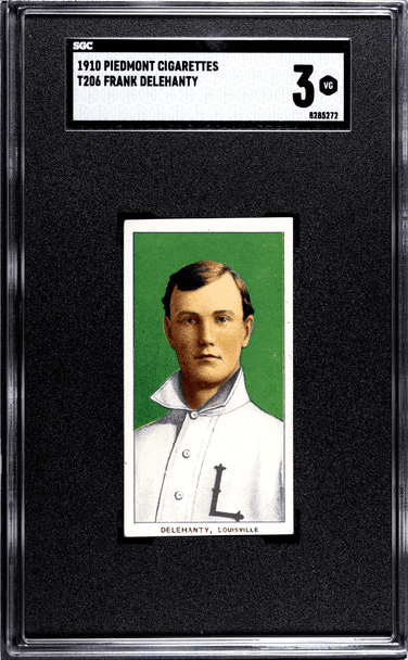 1910 T206 Frank Delehanty Piedmont 350 Factory No. 25 Louisville SGC 3 front of card