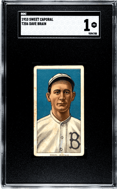 1910 T206 Dave Brain Sweet Caporal 350 Factory No. 30 Buffalo SGC 1 front of card