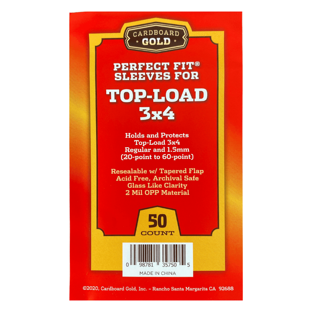 Cardboard Gold Perfect Fit Sleeves for Top-Load 3x4 (50-Count) front of package