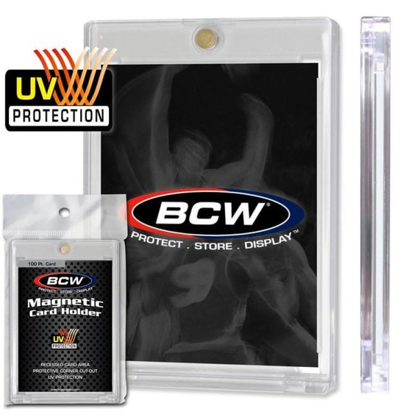 BCW Magnetic Card Holder - 100 Pt. 1 Ct. retail pack with magnetic card holder, detail view