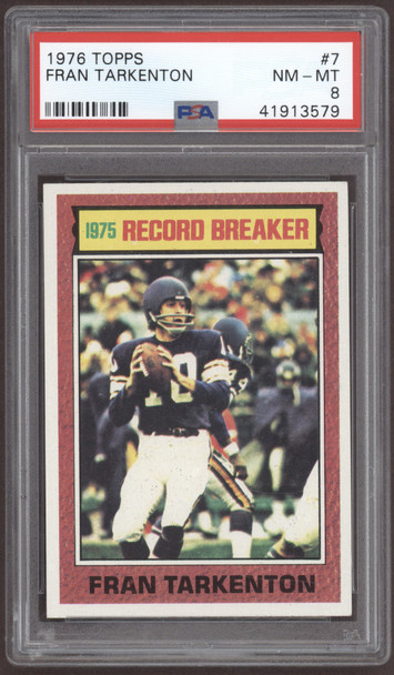 1976 Topps Fran Tarkenton #7 Minnesota Vikings HOF PSA 8 front of card