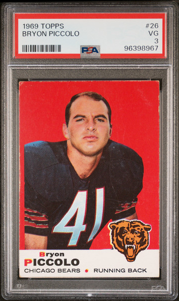1969 Topps Brian Piccolo #26 Chicago Bears PSA 3 front of card