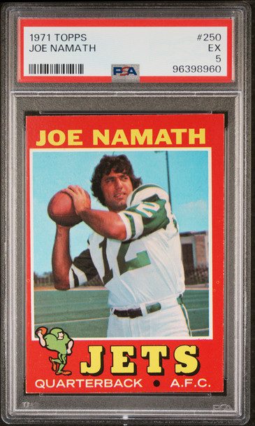 1971 Topps Joe Namath #250 New York Jets HOF PSA 5 front of card
