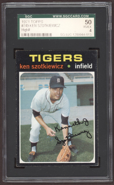 1971 Topps Ken Szotkiewicz #749 Detroit Tigers RC SGC 4 front of card