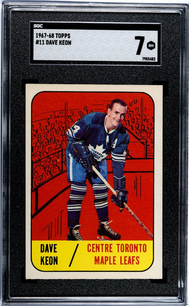 1967-68 Topps Dave Keon #11 Toronto Maple Leafs HOF SGC 7 front of card