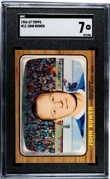 1966-67 Topps John Bower #12 Toronto Maple Leafs HOF SGC 7 front of card