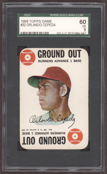 1968 Topps Orlando Cepeda #32 Game St. Louis Cardinals HOF SGC 5 front of card