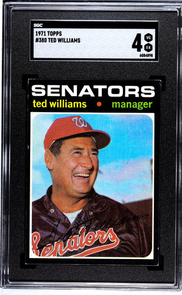 1971 Topps Ted Williams #380 Washington Senators HOF SGC 4 front of card
