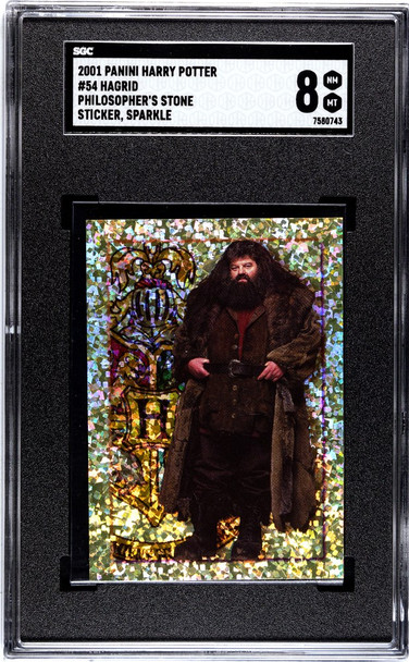 2001 Panini Harry Potter Hagrid #54 Philosopher's Stone Sparkle SGC 8 front of card