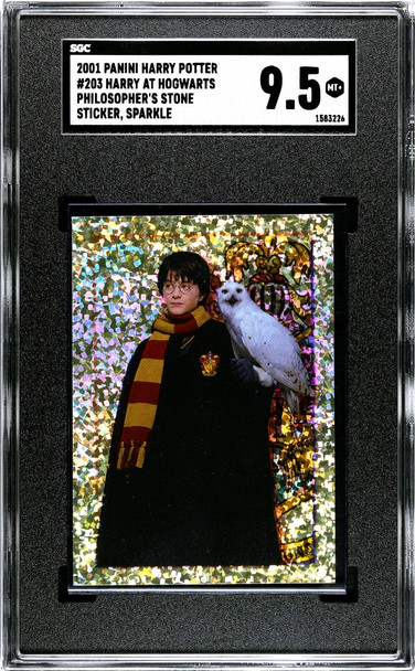 2001 Panini Harry Potter Harry At Hogwarts #203 Philosopher's Stone Sparkle SGC 9.5 front of card