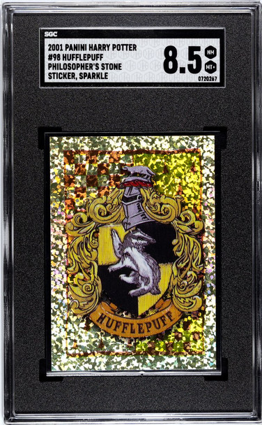 2001 Panini Harry Potter Hufflepuff #98 Philosopher's Stone Sparkle SGC 8.5 front of card