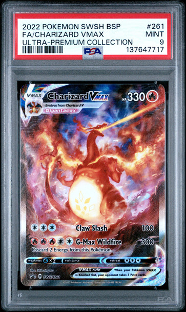 2022 Pokemon Sword & Shield Charizard VMax #SWSH261 Ultra Premium Collection Full Art PSA 9 front of card
