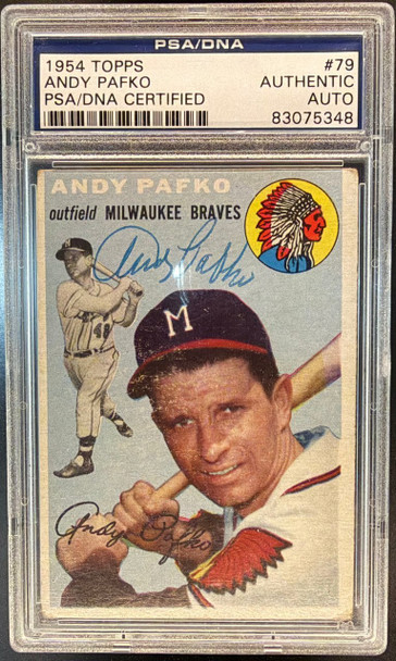 1954 Topps Andy Pafko #79 PSA/DNA Certified Auto Milwaukee Braves In Person Autograph PSA/DNA Authentic Auto front of card