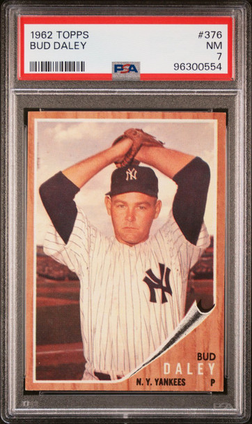 1962 Topps Bud Daley #376 New York Yankees PSA 7 front of card
