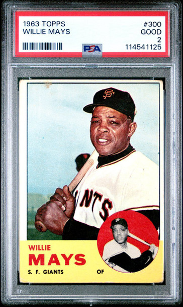 1963 Topps Willie Mays #300 San Francisco Giants HOF PSA 2 front of card