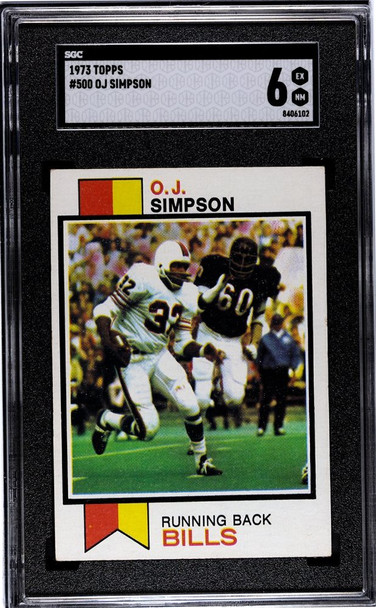 1973 Topps O.J. Simpson #500 Buffalo Bills HOF SGC 6 front of card