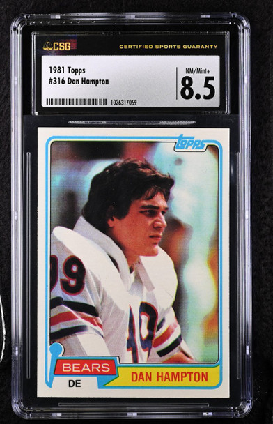 1981 Topps Dan Hampton #316 Chicago Bears HOF RC CSG 8.5 front of card