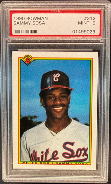 1990 Bowman Sammy Sosa #312 Chicago White Sox RC PSA 9 (Cert 01499029) front of card