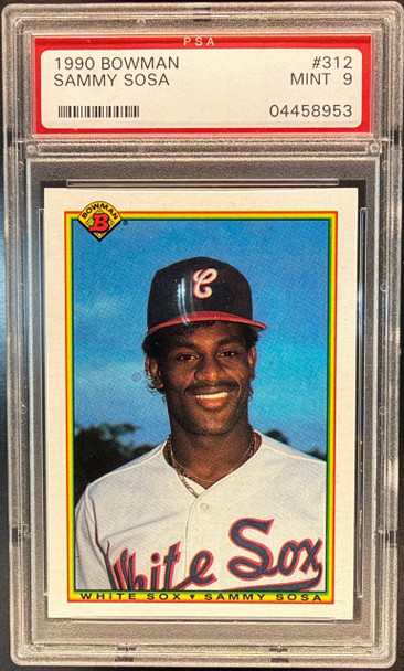 1990 Bowman Sammy Sosa #312 Chicago White Sox RC PSA 9 (Cert 04458953) front of card