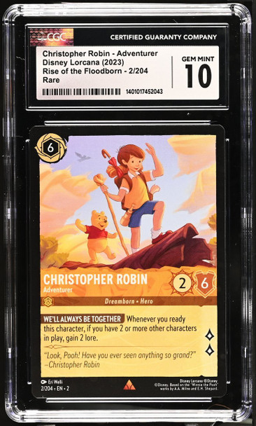 2023 Disney Lorcana Christopher Robin #2/204 Rise of the Floodborn CGC Gem Mint 10 front of card