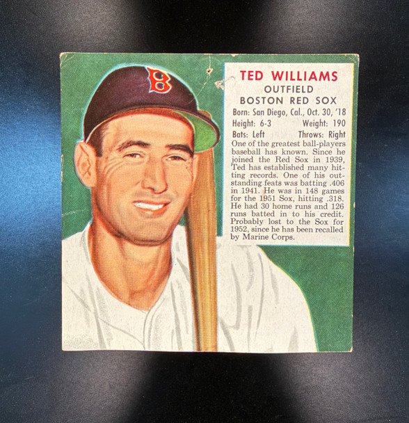 1952 Red Man Tobacco Ted Williams #23 AL All-Star Team HOF VG-EX front of card