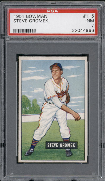 1951 Bowman Steve Gromek #115 Cleveland Indians PSA 7 front of card