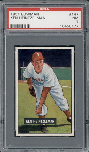 1951 Bowman Ken Heintzelman #147 Philadelphia Phillies PSA 7 front of card