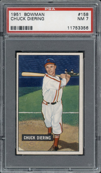 1951 Bowman Chuck Diering #158 St. Louis Cardinals PSA 7 front of card