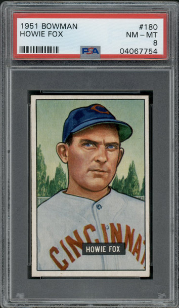1951 Bowman Howie Fox #180 Cincinnati Reds PSA 8 front of card