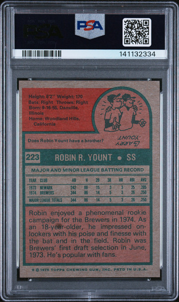 1975 Topps Robin Yount #233 Milwaukee Brewers HOF PSA 5