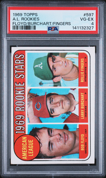 1969 Topps AL Rookie Stars Rollie Fingers #597 HOF PSA 4 front of card
