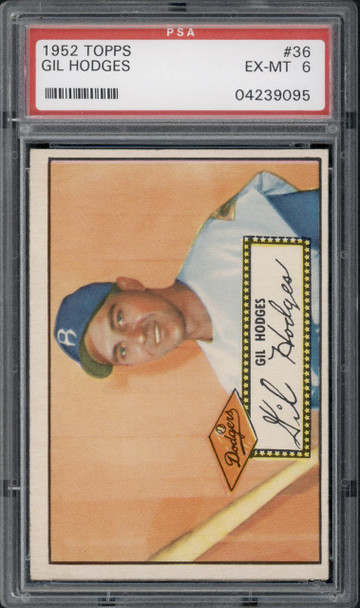 1952 Topps Gil Hodges #36 Brooklyn Dodgers Red Back PSA 6 front of card