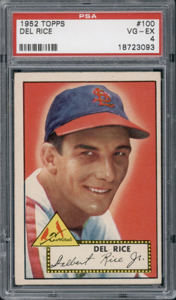 1952 Topps Del Rice #100 St. Louis Cardinals PSA 4 front of card