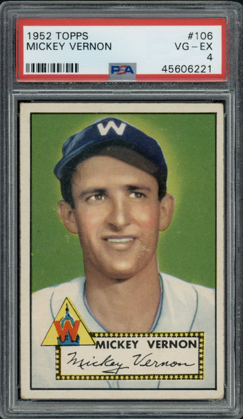 1952 Topps Mickey Vernon #106 Washington Senators PSA 4 front of card