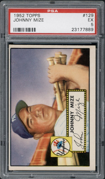1952 Topps Johnny Mize #129 New York Yankees PSA 5 front of card