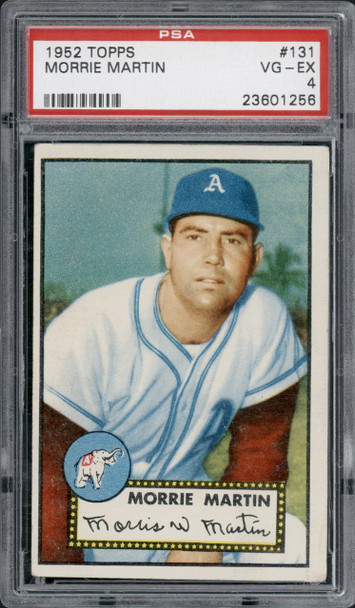 1952 Topps Morrie Martin #131 Philadelphia Athletics RC PSA 4 front of card