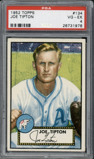 1952 Topps Joe Tipton #134 Philadelphia Athletics PSA 4 front of card