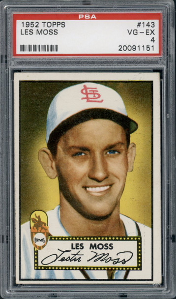 1952 Topps Les Moss #143 St. Louis Browns PSA 4 front of card