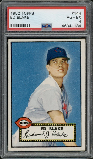1952 Topps Ed Blake #144 Cincinnati Reds RC PSA 4 front of card