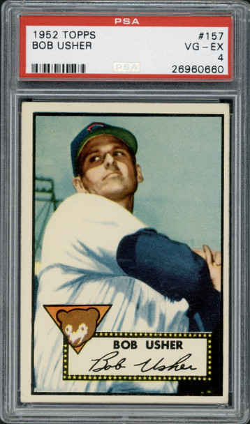 1952 Topps Bob Usher #157 Chicago Cubs PSA 4 front of card