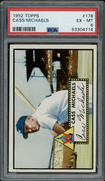 1952 Topps Cass Michaels #178 Washington Senators PSA 6 front of card