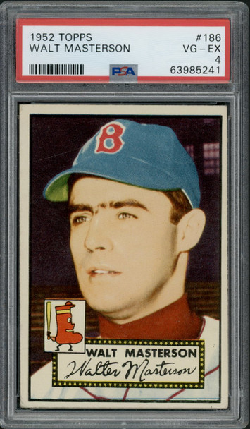 1952 Topps Walt Masterson #186 Boston Red Sox PSA 4 front of card