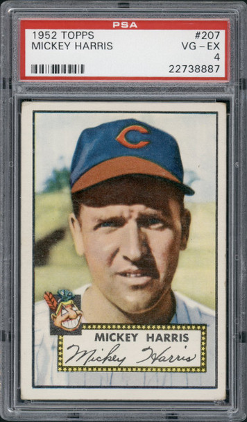 1952 Topps Mickey Harris #207 Cleveland Indians PSA 4 front of card